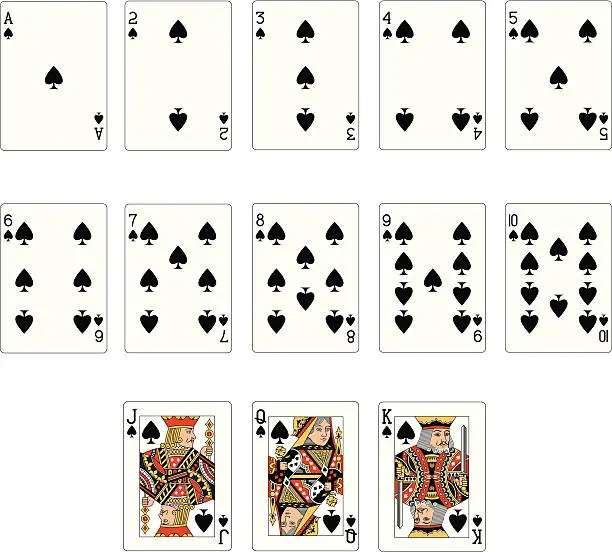 Vector illustration of Spade Suit Two playing Cards