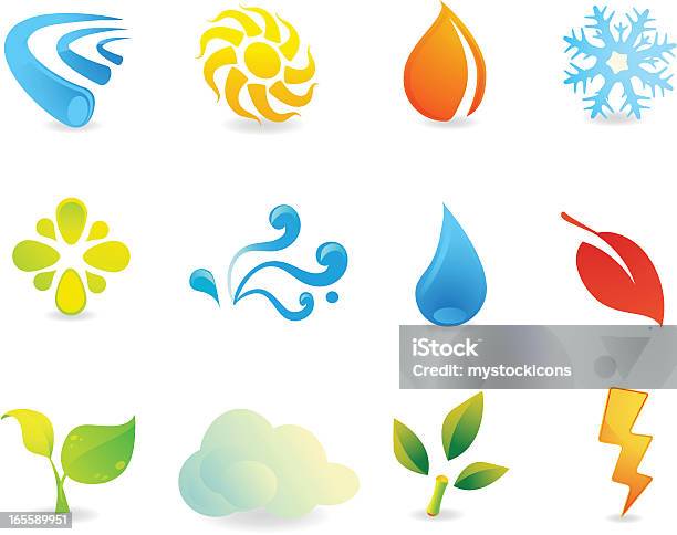 Seasons E Natura Icone - Immagini vettoriali stock e altre immagini di A forma di stella - A forma di stella, Acqua, Ambiente
