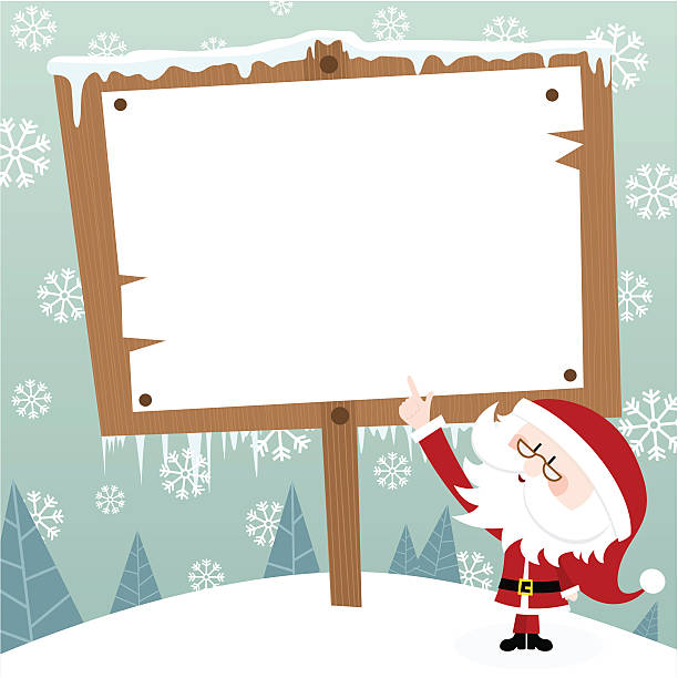 クリスマスビルボード/看板、サンタクロース、ノエル、イラスト、ベクター - christmas santa claus north pole snow点のイラスト素材／クリップアート素材／マンガ素材／アイコン素材