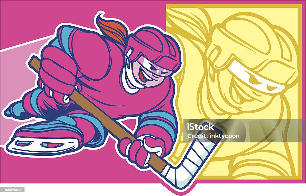 Hockey Girl This hockey girl is created with separate elements from easy change up or design.http://www.inktycoon.com/istocklb/sports-icon.jpg Women stock vector