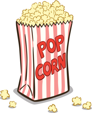 Cartoon of a striped bag of popcorn