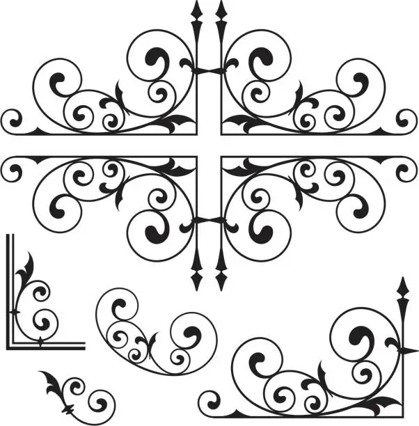 Vector illustration of Classical Wrought Iron Ornaments