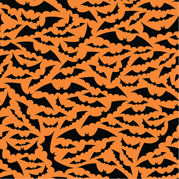 Seamless flying bats background vector art illustration
