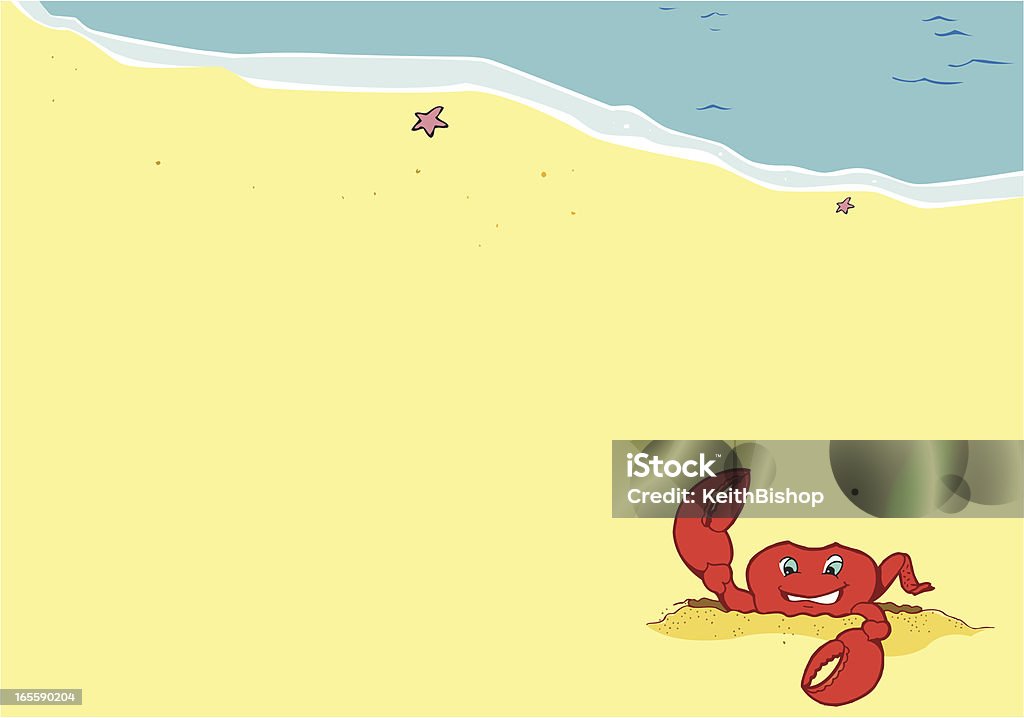 Crab on the Beach - Background This cartoon illustration of a crab on a beach is great for any "fun-in-the-sun" layout. Easy color edits. Scale to any size.  Check out my "Nautical & Beach" light box for more. Beach stock vector