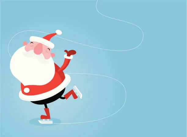 Vector illustration of Skating Santa