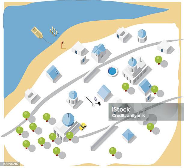 Rhodes Stock Illustration - Download Image Now - Aerial View, Beach, Isometric Projection