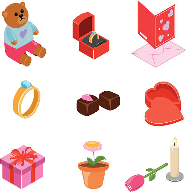 ilustraciones, imágenes clip art, dibujos animados e iconos de stock de iconos de la colección de san valentín/iso - valentines day heart shape gold red