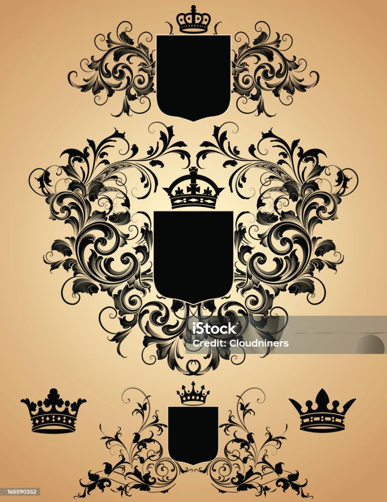 Royal cappotti delle armi - arte vettoriale royalty-free di Antico - Vecchio stile