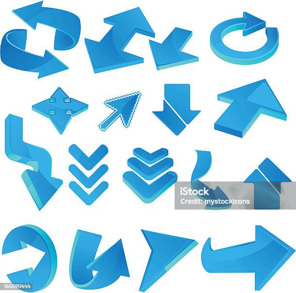 Glossy Blue Web Arrow Icons Stock Illustration - Download Image Now - Arrow Symbol, Diminishing Perspective, Vector