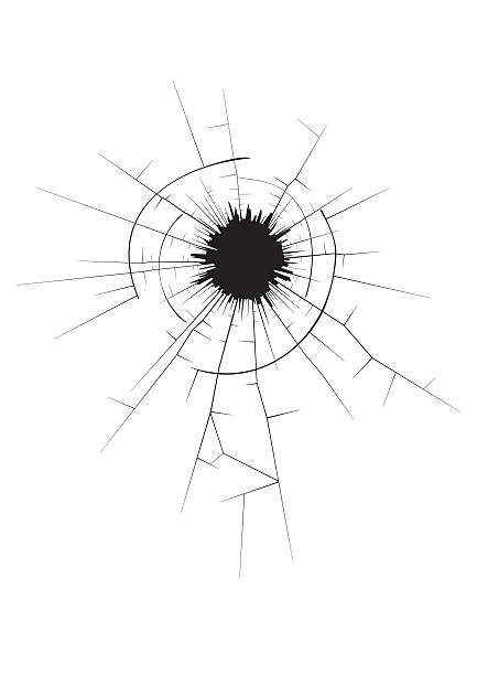 불릿 호울 - bullet hole glass cracked hole stock illustrations