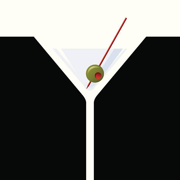 martini - buah-zaitun-hijau ilustrasi stok