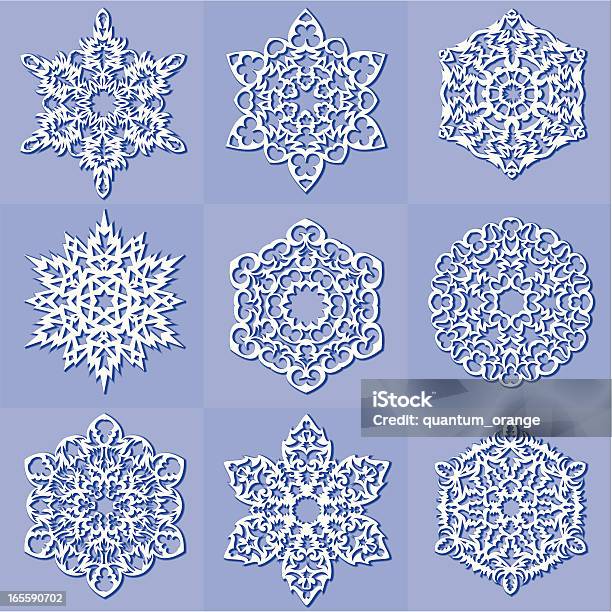 Ilustración de Snowflakes y más Vectores Libres de Derechos de Azul - Azul, Blanco - Color, Celebración - Acontecimiento