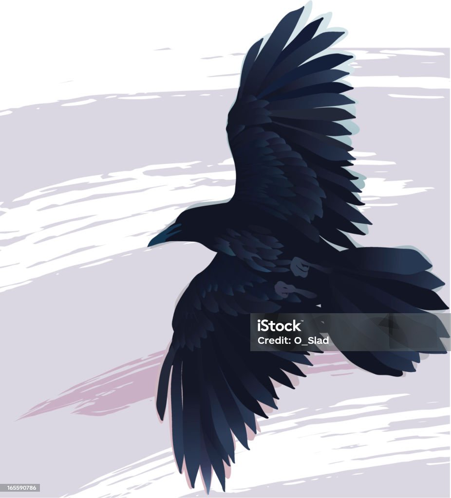 Flying raven Flying raven. All layers clearly named. Alternative archive contains PDF 1.4 Raven - Bird stock vector