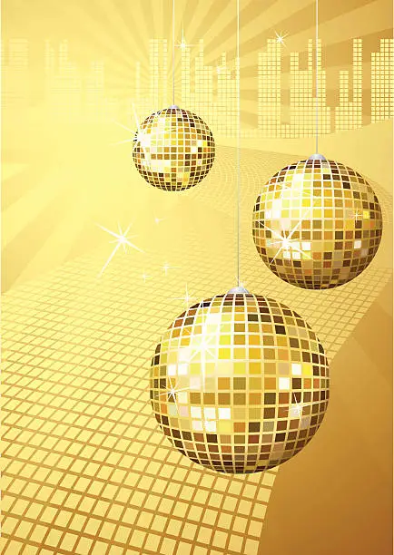 Vector illustration of Shiny Balls on Digital Background