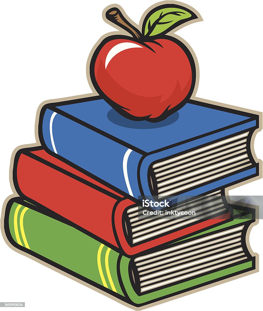 Livros escolares de maçã - Vetor de Fruta royalty-free