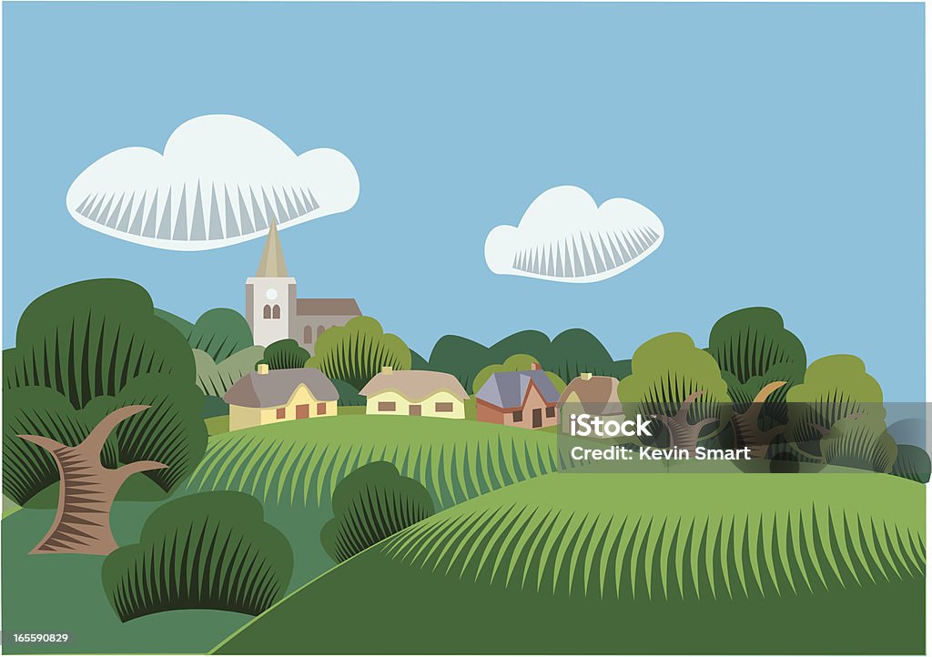 Landschaft Szene - Lizenzfrei Dorf Vektorgrafik