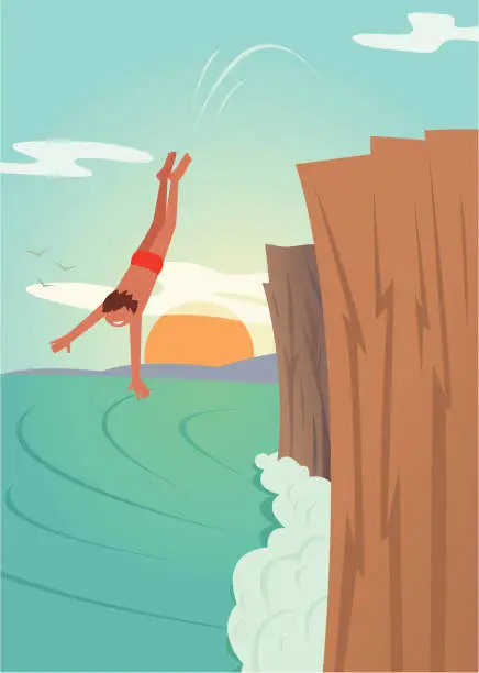 Vector illustration of Cliff Diver