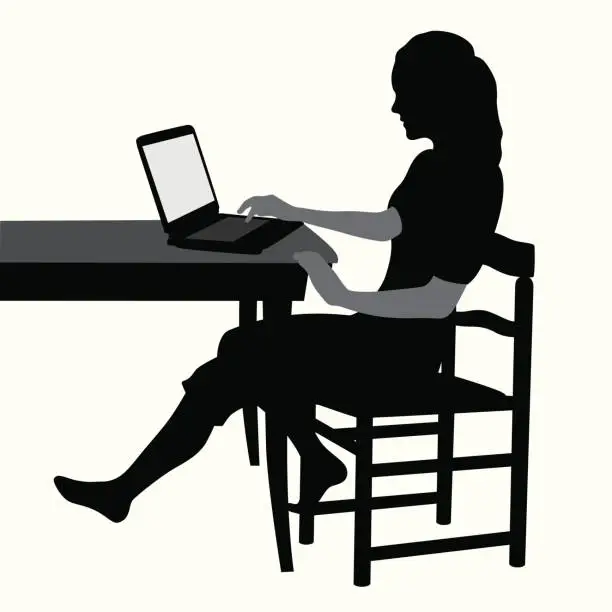 Vector illustration of Home Laptop Vector Silhouette