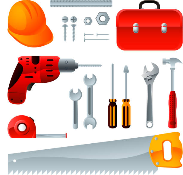 illustrations, cliparts, dessins animés et icônes de équipement de construction - adjustable wrench wrench clipping path red