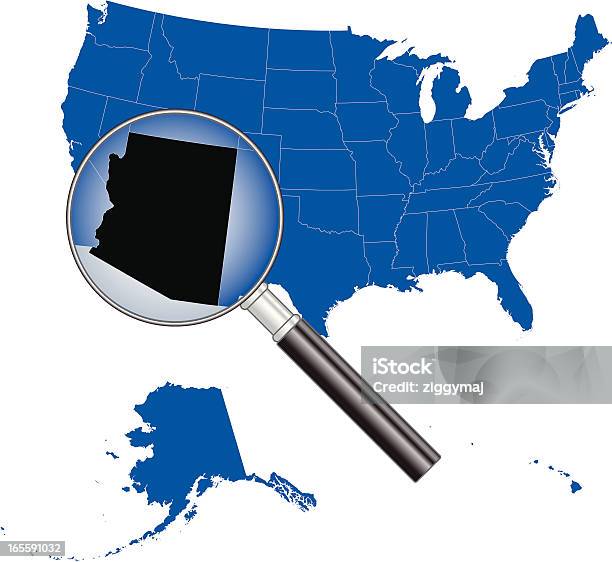 Vetores de Estados Unidos Da Américaarizona Mapa e mais imagens de Arizona - Arizona, As Américas, Azul