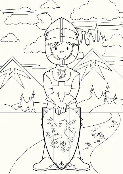 Vector illustration of Crusader Knight to Colour