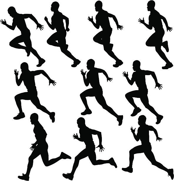 sprint-runner-silhouette kollektion - 100 meter stock-grafiken, -clipart, -cartoons und -symbole