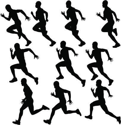 The same sprinter in different positions during his run.