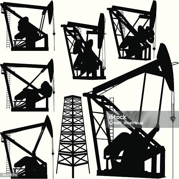 Ilustración de Plataforma Petrolífera Y Derrick De y más Vectores Libres de Derechos de Bomba de petróleo - Bomba de petróleo, Campo de petróleo, Clip Art