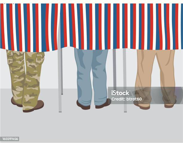 Voters Stock Illustration - Download Image Now - Voting Booth, Curtain, Vector