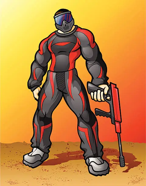 Vector illustration of Paintball Player