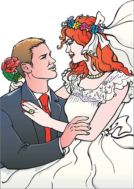 Vector illustration of Married couple