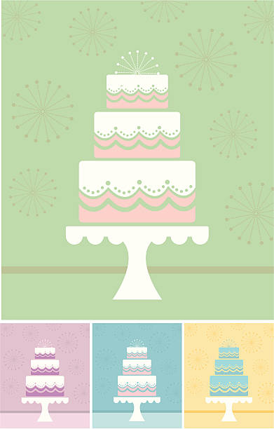 Multiple minimalist illustrations of a wedding cake vector art illustration