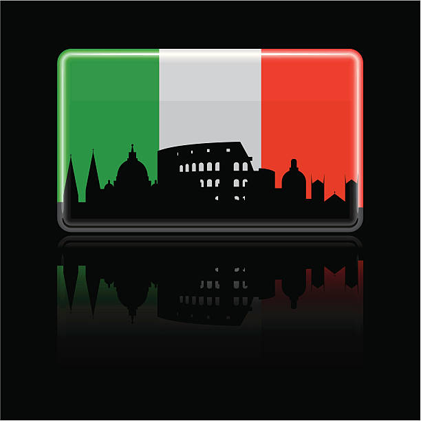 italienische flagge auf schwarz - italian flag skyline famous place flag stock-grafiken, -clipart, -cartoons und -symbole