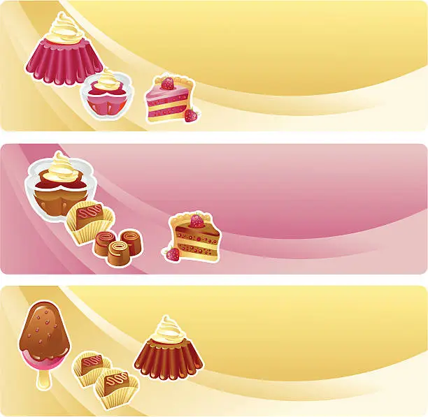 Vector illustration of Banners with sweets