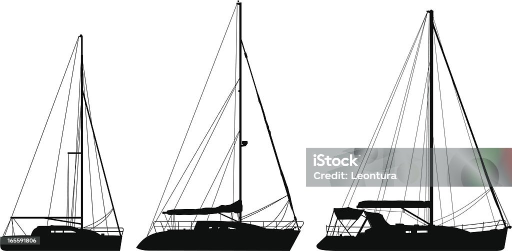 Yachts - clipart vectoriel de Contour libre de droits