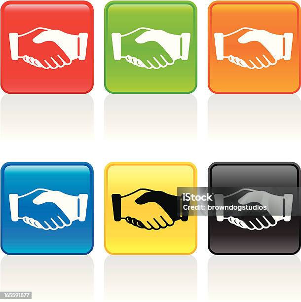 Handshake Ii Icona - Immagini vettoriali stock e altre immagini di Clip art - Clip art, Rosso, Stringersi la mano