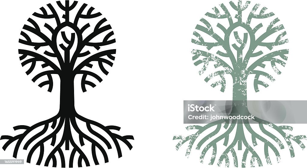 Grungy ツリーと根 - 樹木のロイヤリティフリーベクトルアート