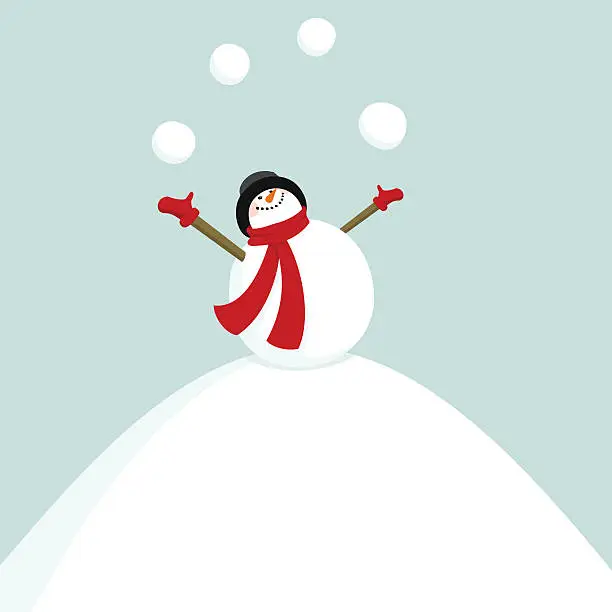 Vector illustration of Add New Year on the snowballs / snowman juggler
