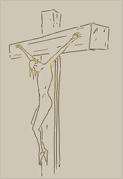 Vector illustration of The Passion. Crucifixion of Jesus