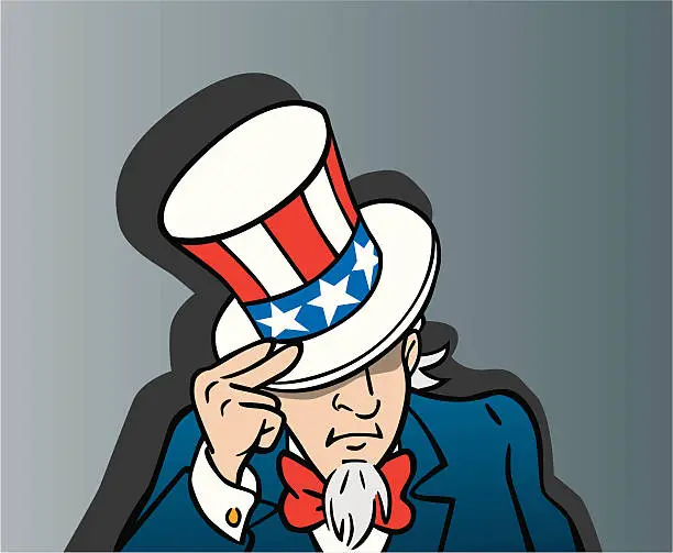 Vector illustration of Uncle Sam Ashamed