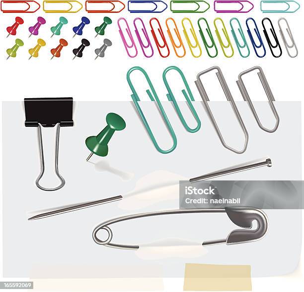 Various Items Used For Holding Papers Stock Illustration - Download Image Now - Paper Clip, Straight Pin, Vector