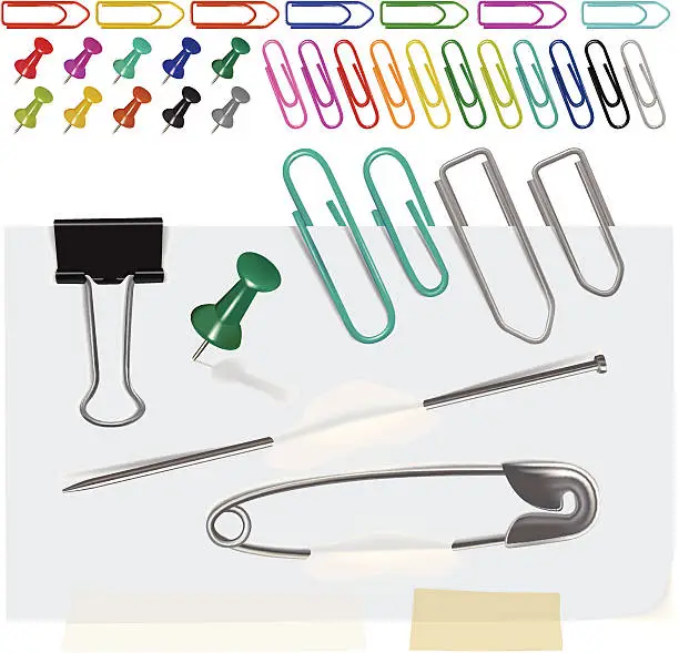 Vector illustration of Various items used for holding papers