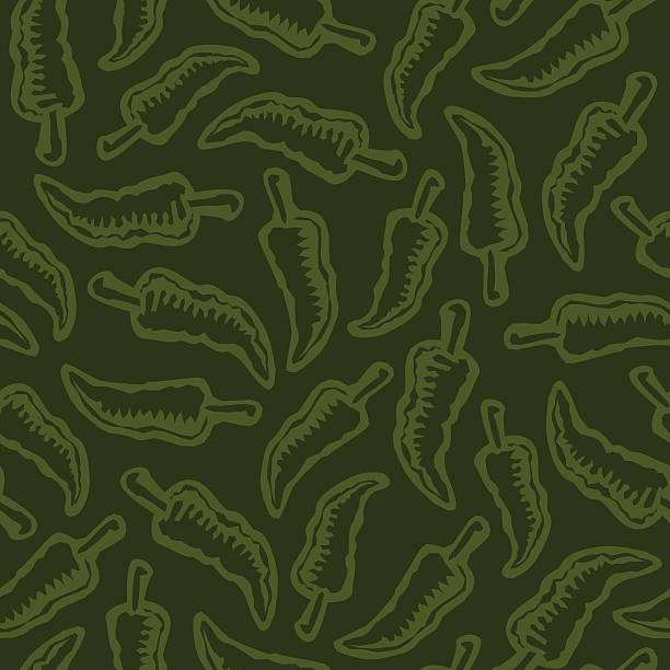 Jalapeño Seamless Background A seamless Jalapeño pepper vector background. Includes native Freehand and Illustrator files, besides high and low resolution .jpgs. chili pepper pattern stock illustrations