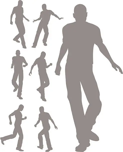 Vector illustration of Silhouette of a moving down