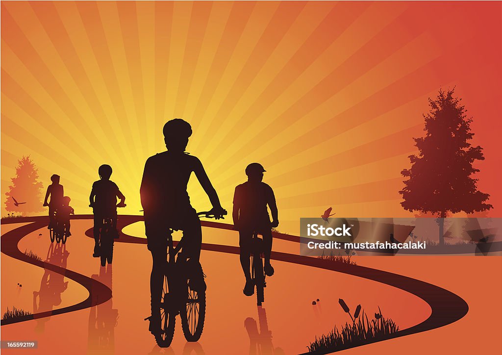 ご家族でのサイクリング - サイクリングのロイヤリティフリーベクトルアート