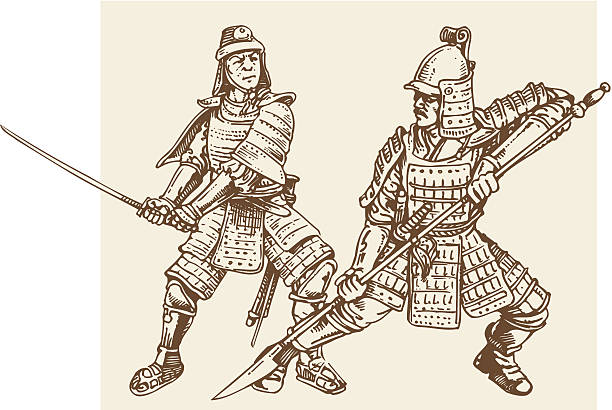 사무라이 - samurai battle conflict outline stock illustrations