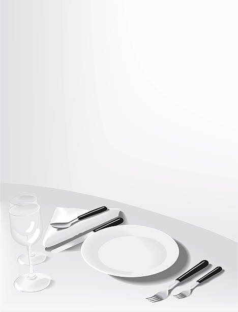 Formal place setting vector art illustration