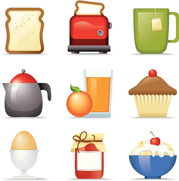 Vector illustration of Breakfast ICONS