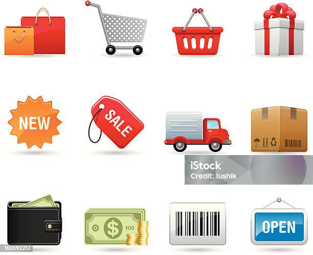 Universal Icons Shopping Stock Illustration - Download Image Now - Delivery Van, Open, Open Sign