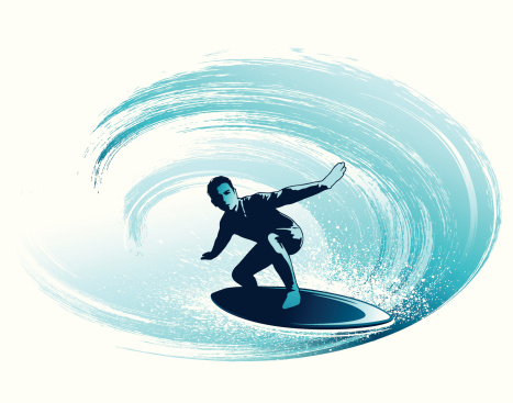 Surfing the tube. All elements, textures, etc. are individual objects. Gradient used,global colors,layered.Please take a look at more of my works linked below.